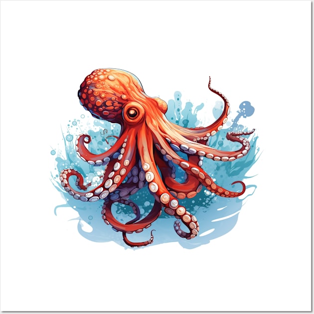 Orange Octopus Wall Art by zooleisurelife